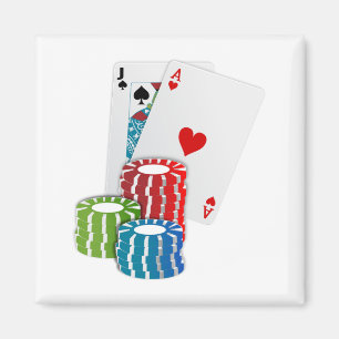 Blackjack met Poker Chips Magneet