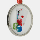 Blackjack met Poker Chips Metalen Ornament (Rechts)