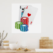 Blackjack met Poker Chips Poster (Keuken)