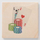 Blackjack met Poker Chips Stenen Onderzetter (Voorkant)