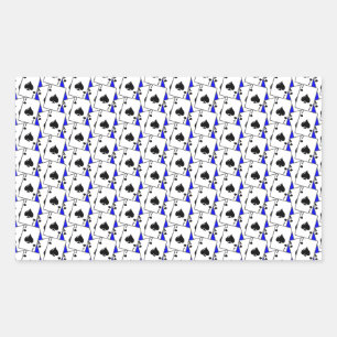 Blackjack schoppen blauw rechthoekige sticker