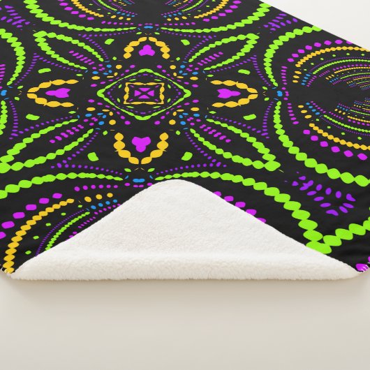 Blacklight Psytrance Nights Geometric Mandala Sherpa Deken (3/4)