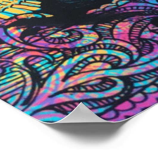 Blacklight Skull Colorful Abstract Poster (Hoek)