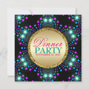 Blacklight Sparkle Magical Dinner Party Invitation Kaart