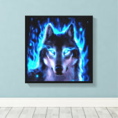 BLACKLIGHT WOLF CANVAS MUURDECORATIE AFDRUK (Insitu (Houten vloer))