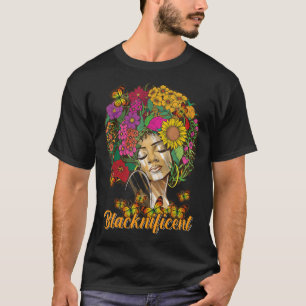 Blacknificant Floral Afro Hair Butterfly African A T-shirt