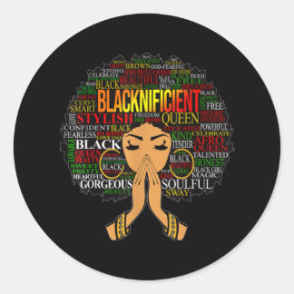 Blacknificent Words Art Afro Natural Hair Black Qu Ronde Sticker