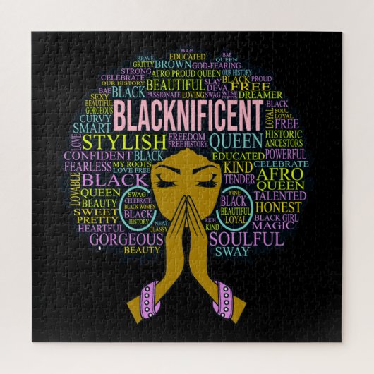 Blacknificial Black Praying Queen Melanin Sista Legpuzzel (Verticaal)