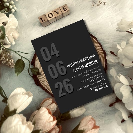 Blackout Date - Minimalist Wedding Invitation Kaart