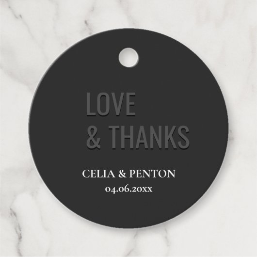 Blackout Minimalist Modern Wedding  Bedankjes Labels (Voorkant)