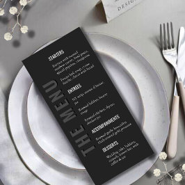 Blackout Minimalist Modern Wedding Menu