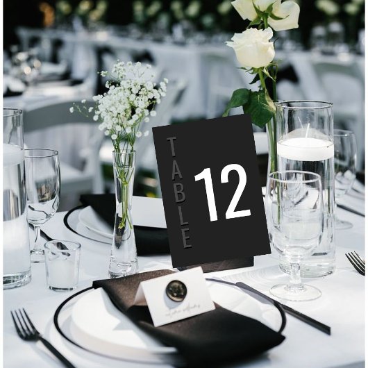 Blackout Minimalist Modern Wedding Table Card Kaart