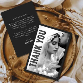 Blackout Minimalist Modern Wedding Thank You Card Bedankkaart