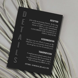 Blackout Minimalist Wedding Informatiekaartje