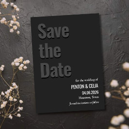 Blackout Minimalist Wedding Save the Date Card Kaart