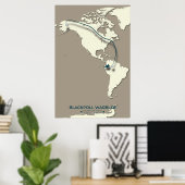 Blackpoll Warbler-migratiekaart – minimalistisch Poster (Thuiskantoor)