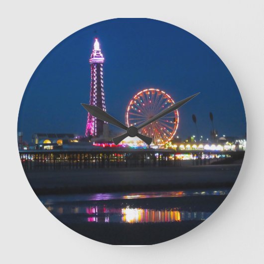 Blackpool Beach-lampjes 's nachts Grote Klok (Voorkant)