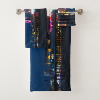 Blackpool Beach Lights at Night Bath Serviette Set