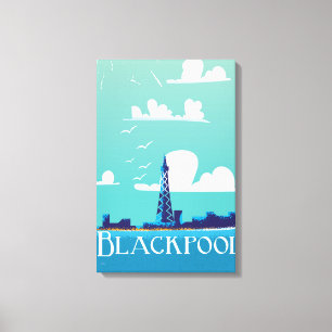 Blackpool, Engelstalig poster voor het reizen Canvas Afdruk