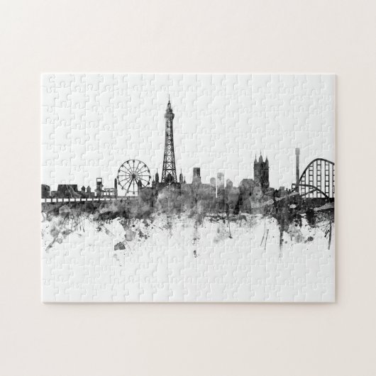 Blackpool England Skyline Black White Legpuzzel (Horizontaal)