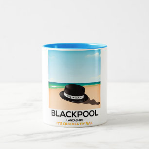 Blackpool "kiss me quick" hoed reis trein poster tweekleurige koffiemok