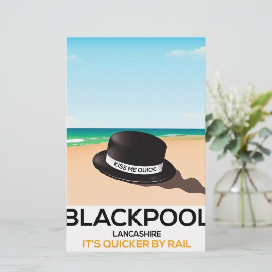 Blackpool "kus me quick" pet trein poster briefpapier (Staand voorkant)