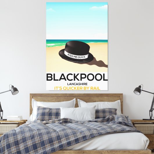 Blackpool "kus me quick" pet trein poster canvas afdruk (Insitu (Slaapkamer))