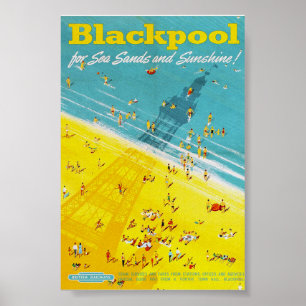 Blackpool Retro Vintage Travel Poster afdrukken