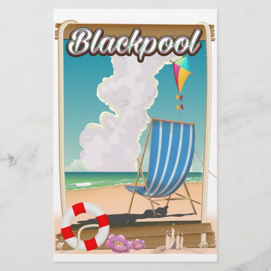 Blackpool strand zeereisposter briefpapier (Voorkant)