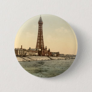 Blackpool Tower I, Lancashire, Engeland Ronde Button 5,7 Cm