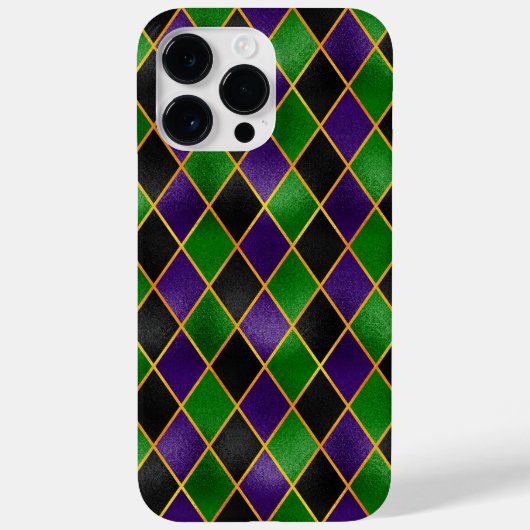BLACKPURPLE GREEN GOLD MARDI GRAS DIAMOND PATTERNS Case-Mate iPhone CASE (Achterkant)