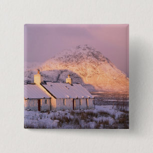 Blackrock Cottage, Glencoe, Hooglanden, Schotland Vierkante Button 5,1 Cm