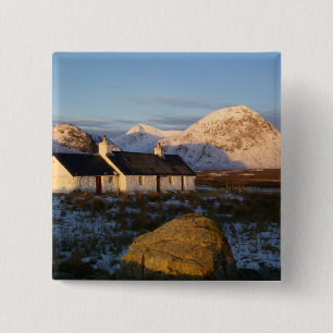 Blackrock Cottage, Glencoe, Hooglanden, Schotland Vierkante Button 5,1 Cm