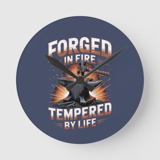 Blacksmith Badge Design Clock Ronde Klok (Voorkant)