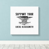 Blacksmith Blacksmithing Forging Craftsman Anvil Canvas Afdruk (Insitu (Houten vloer))