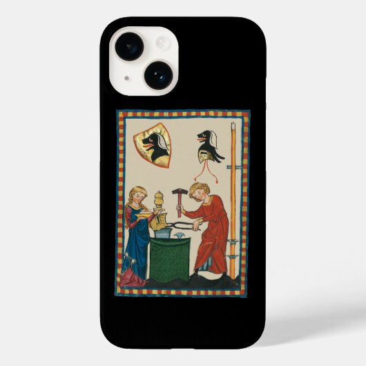 Blacksmith Forging Helmet middeleeuwse kunst Case-Mate iPhone Case (Achterkant)