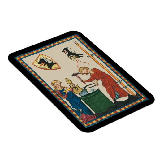 Blacksmith Forging Helmet middeleeuwse kunst Magneet (Rechterzijde)