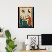 Blacksmith Forging Helmet middeleeuwse kunst Poster (Thuiskantoor)