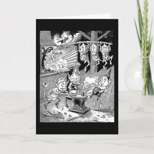 Blacksmith Gnome bij de Forge Feestdagen Kaart (Voorkant)