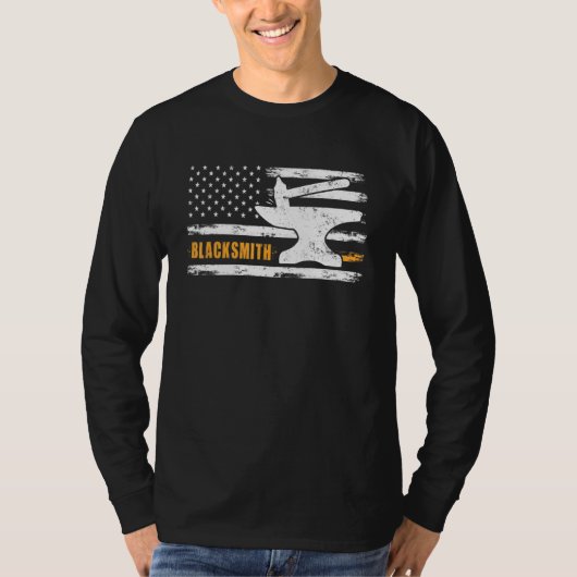 Blacksmith Hammer Anvil vlag Flag Knife Maker Stee T-shirt (Voorkant)
