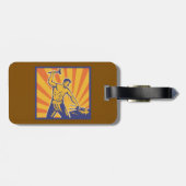 Blacksmith Hammering Retro Strongman Labor Bagagelabel (Achterkant horizontaal)