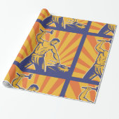 Blacksmith Hammering Retro Strongman Labor Cadeaupapier (Uitgerold)