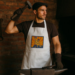 Blacksmith Hammering Retro Strongman Labor Standaard Schort