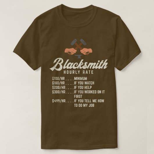 Blacksmith uurtarief 3 t-shirt (Design voorkant)