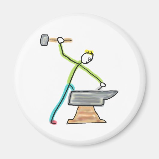 Blacksmithing Stickman Magneet (Voorkant)