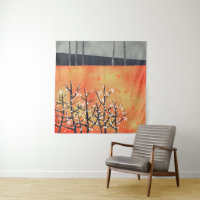 Blackthorn Blossom Spring Landscape Coral