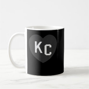 BlackWhite KC 2 Letter Kc Love Kc Heart KC (Kansas Koffiemok