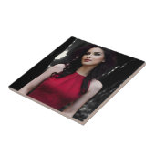 BlackWhiteRed ceramic tile Tegeltje (Zijkant)