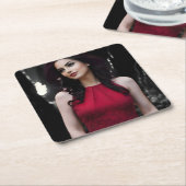 BlackWhiteRed coaster Vierkante Kartonnen Onderzetter (Schuin)