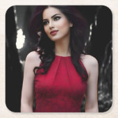 BlackWhiteRed coaster Vierkante Kartonnen Onderzetter (Voorkant)